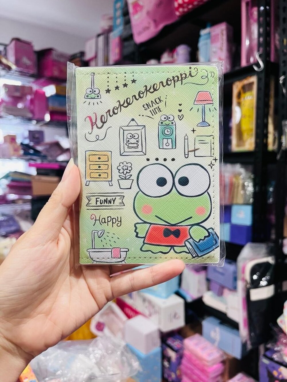 Sanrio Kerokerokeroppi passport holder